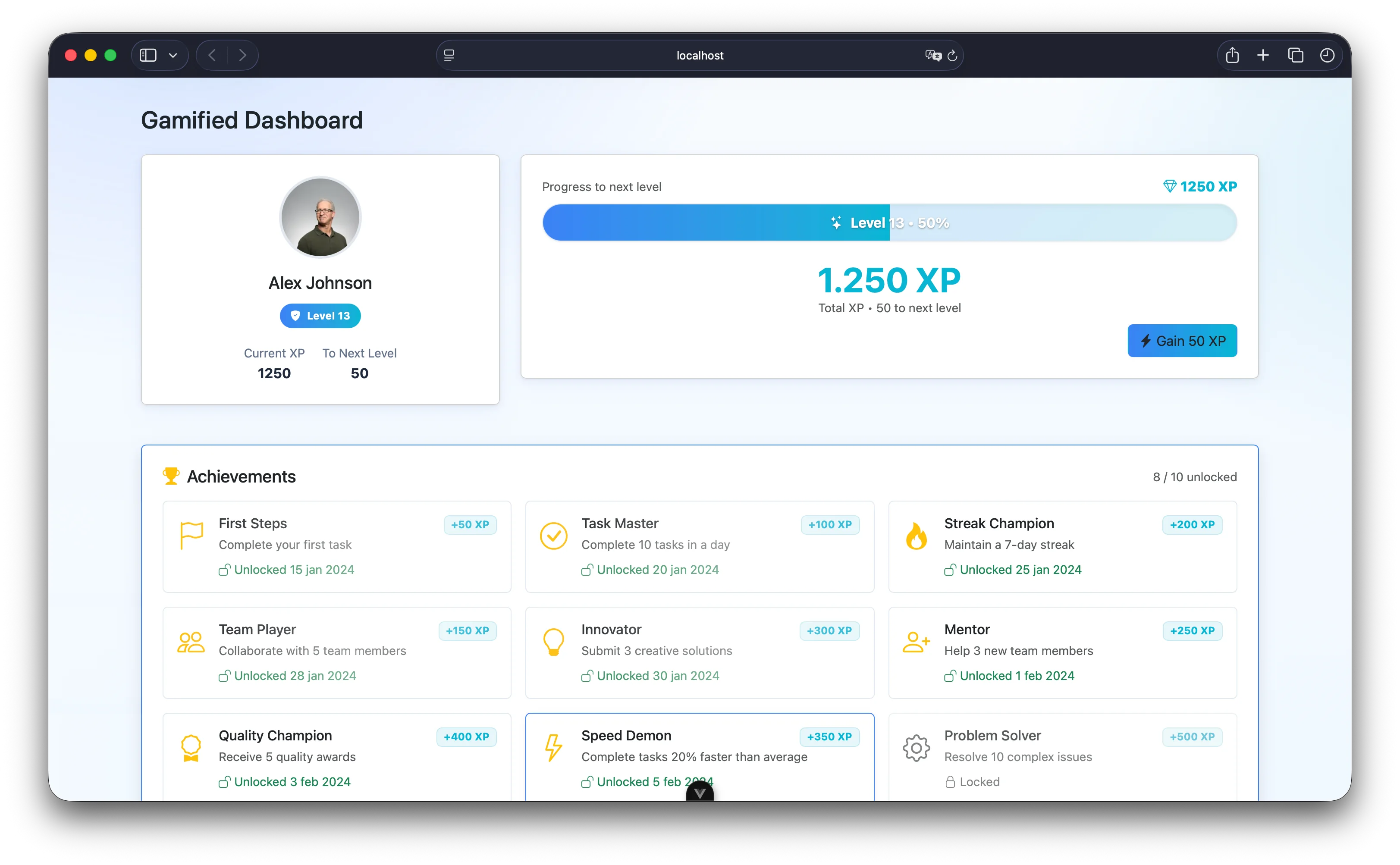 Gamified Dashboard screenshot 1 of 8